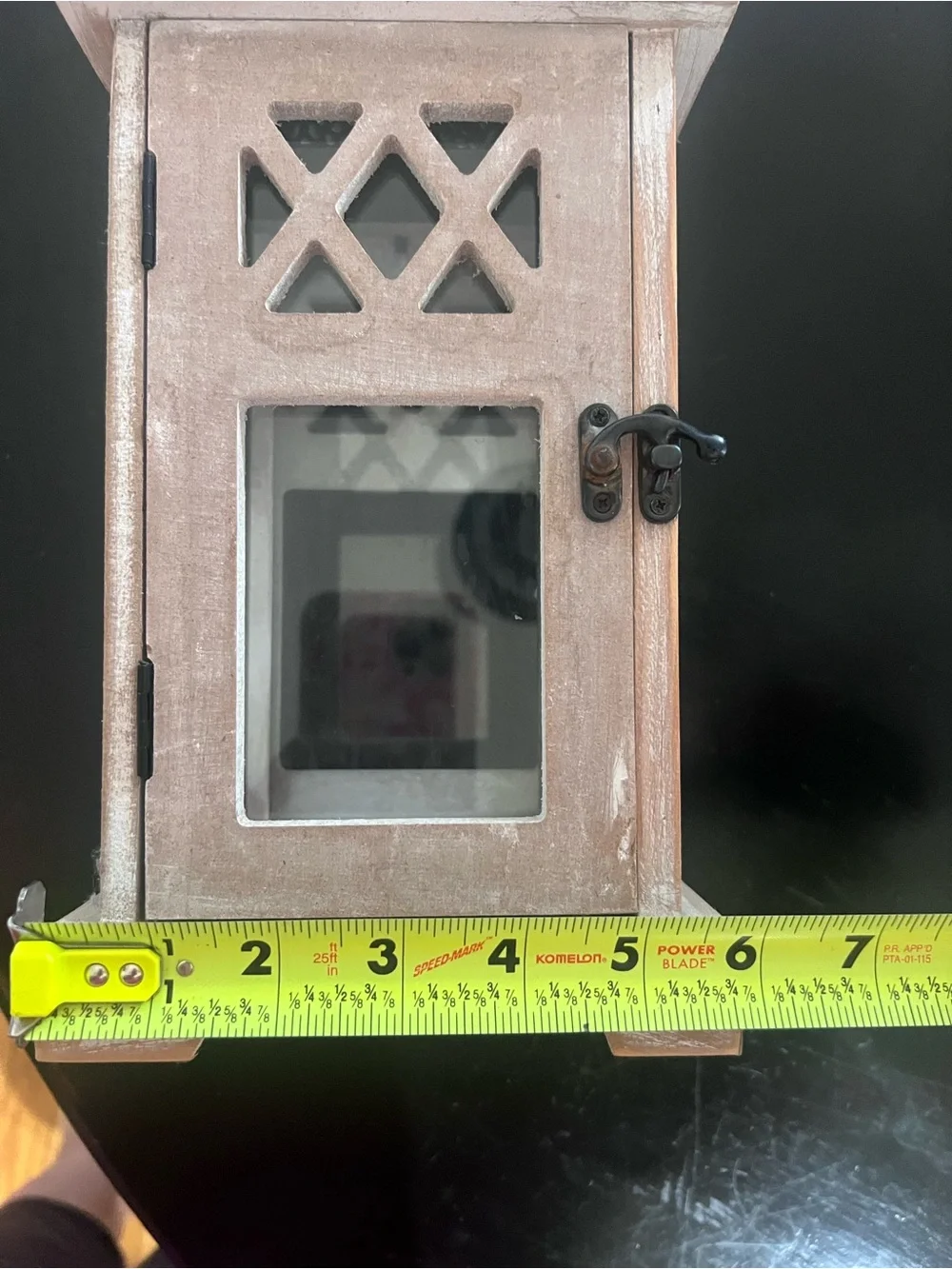 Decorative Wooden Lantern with Metal Top - Rustic Brown